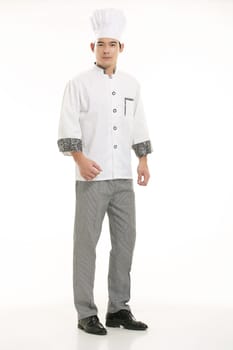 Wearing all kinds of clothing chef dietitian in front of white background