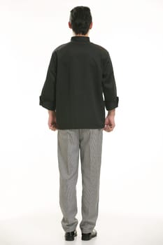 Wearing all kinds of clothing chef dietitian in front of white background