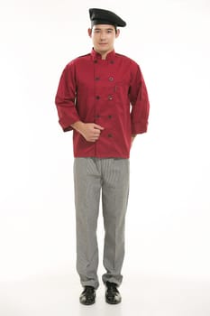 Wearing all kinds of clothing chef dietitian in front of white background