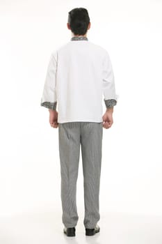 Wearing all kinds of clothing chef dietitian in front of white background