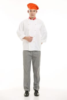 Wearing all kinds of clothing chef dietitian in front of white background
