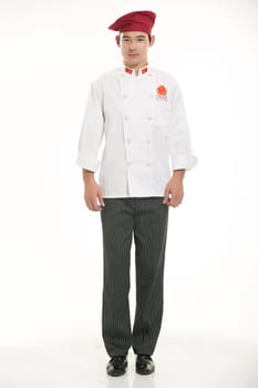 Wearing all kinds of clothing chef dietitian in front of white background