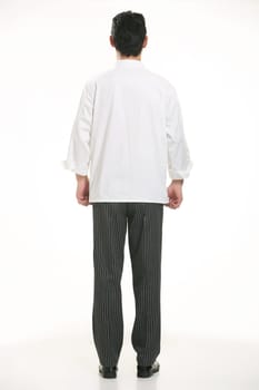Wearing all kinds of clothing chef dietitian in front of white background