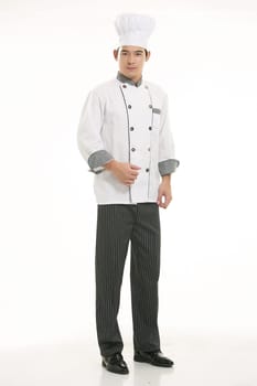 Wearing all kinds of clothing chef dietitian in front of white background