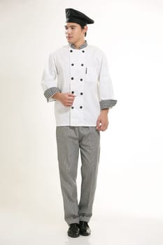 Wearing all kinds of clothing chef dietitian in front of white background