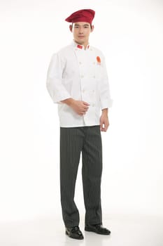 Wearing all kinds of clothing chef dietitian in front of white background