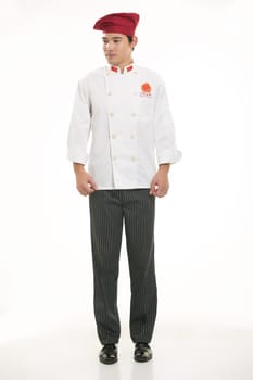 Wearing all kinds of clothing chef dietitian in front of white background