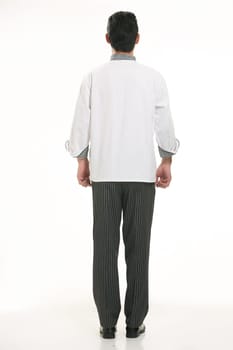 Wearing all kinds of clothing chef dietitian in front of white background