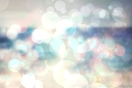 Abstract sea background. Abstract tropical sandy summer beach background with bokeh lights on light blue sky and sun. Beautiful texture. Space.
