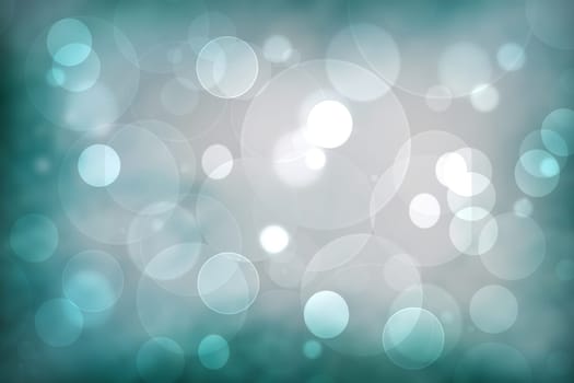 Abstract gradient green light turquoise blue shiny blurred background texture with circular bokeh lights in soft color style. Beautiful backdrop. Space for design.