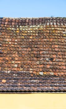 red old historic  roof tile pattern in red