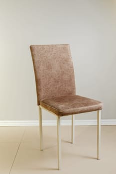 Contemporary modern kitchen armchair with velour upholstery.
