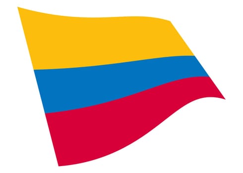 A Colombia waving flag 3d illustration isolated on white with clipping path