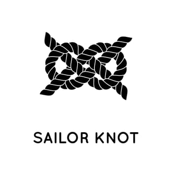 Sailor knot. Nautical rope infinity sign. Single flat icon with shadow. Tying the knot. Graphic design element for wedding invitations, baby shower, birthday card, scrapbooking, logo etc.