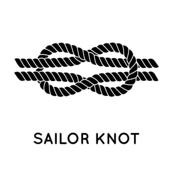 Sailor knot. Nautical rope infinity sign. Single flat icon with shadow. Tying the knot. Graphic design element for wedding invitations, baby shower, birthday card, scrapbooking, logo etc.