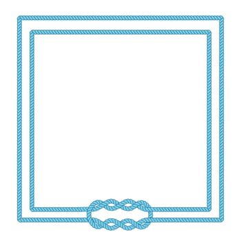 Blank poster template with nautical border. Wedding invitation, baby shower, birthday card, scrapbooking. Sailor rope knot picture frame. Graphic design element. Isolated vector illustration