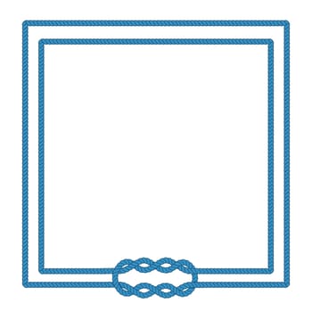 Sailor rope knot picture frame. Blank poster template with nautical border. Graphic design element. Wedding invitation, baby shower, birthday card, scrapbooking. Isolated vector illustration