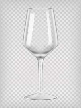 Empty wine glass. Transparent realistic vector illustration.