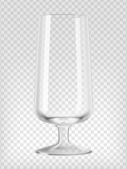 Empty beer goblet. Realistic transparent vector illustration.