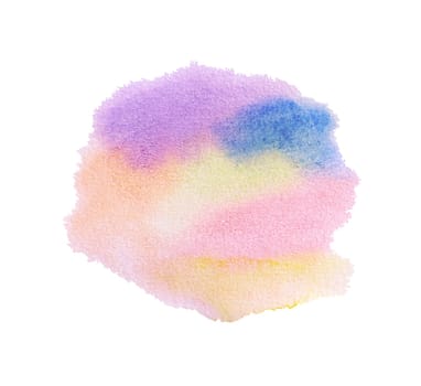 Abstract colorful pastel hand painted watercolor texture isolated on white background