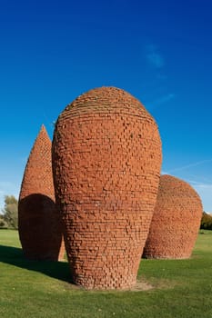 piled up bricks from the ruins of the second world war in the Elbauenpark in Magdeburg