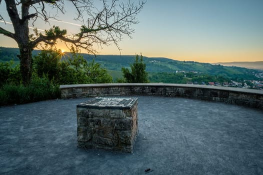Sunrise over a hill in german view landscape back lit