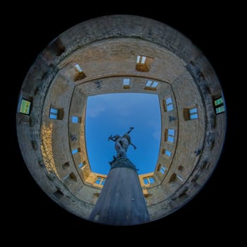 Castle Yburg in Stetten Germany with fish-eye wide-angle shot