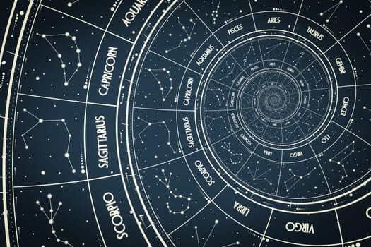 Droste effect background. Abstract design for concepts related to astrology, fantasy, time and magic.