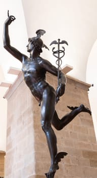 Florence, Italy - Circa June 2021: Flying Mercury by Giambologna, 1580. This is his most famous sculpture, symbol of Italian Renaissance.