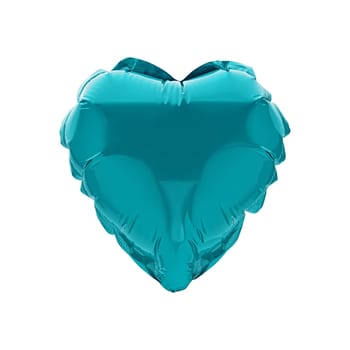 Inflated heart shaped blue balloon isolated on white