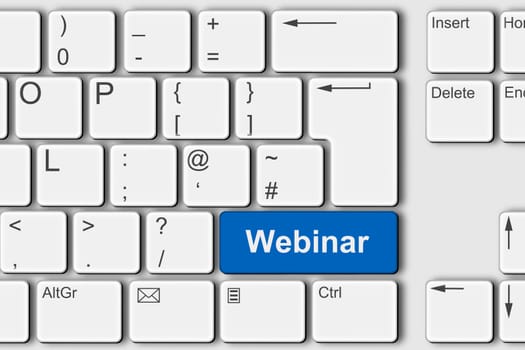 A webinar concept PC computer keyboard illustration red