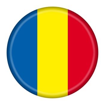 A Romania flag button 3d illustration with clipping path