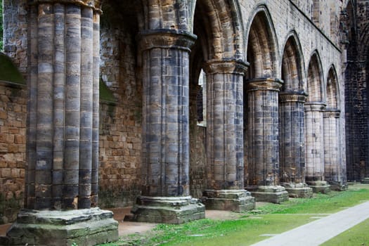 A Dark gothic cloisters scene for roleplay cosplay
