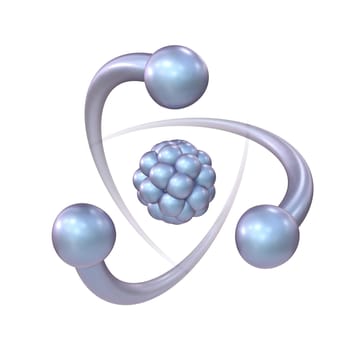 Blue violet atom sign 3D rendering illustration isolated on white background