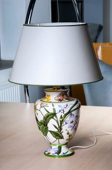table lamp with a decorative flower pattern
