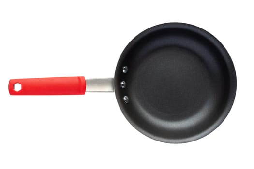 Top view of a commercial grade nonstick fry pan, heavy gauge aluminum. PFOA-Free reinforced nonstick-coating.