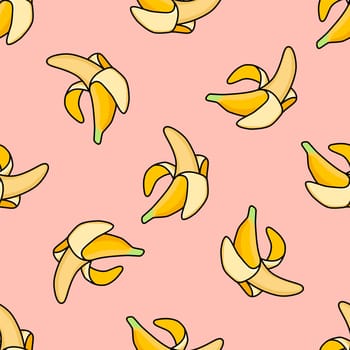 Seamless pattern with bananas. Pop art pattern. Glamorous bananas on a pink background.Vector illustration