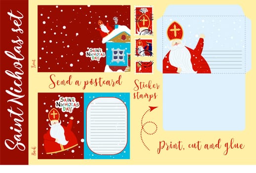 crafts for children. Saint Nicholas set. Congratulations, letter to St. Nicholas. Winter Christian holiday. Sinterklaas. An old man.