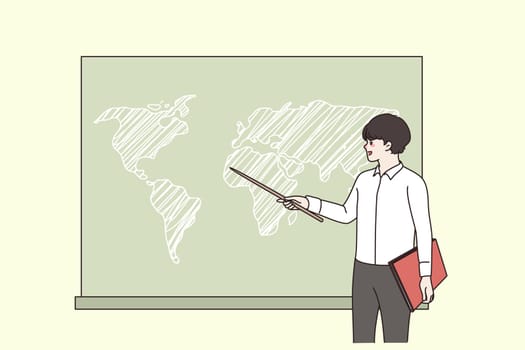 Boy answer at school geography lesson