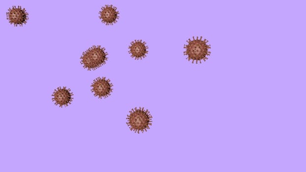 3D illustration of a virus particle. Closeup of a virus structure against clear background with copy space for text