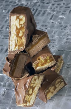 chocolate bars on a gray background