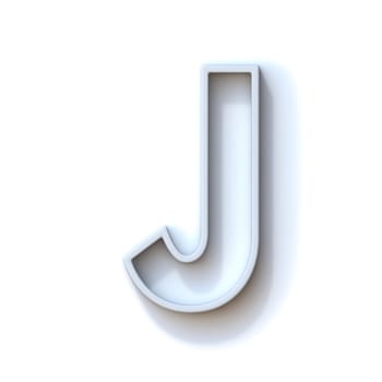 Grey extruded outlined font with shadow Letter J 3D rendering illustration isolated on white background