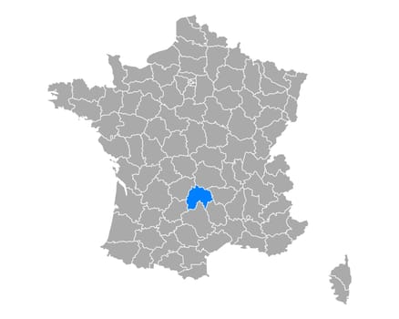 Map of Cantal in France
