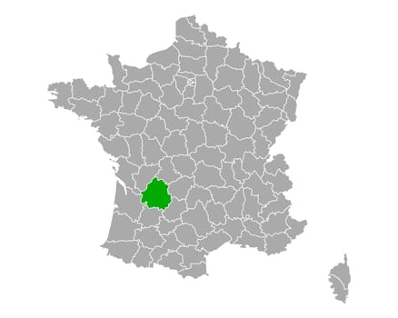 Map of Dordogne in France