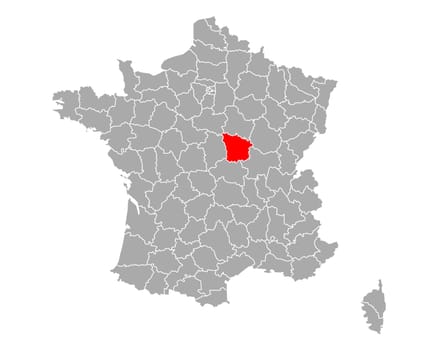 Map of Nievre in France
