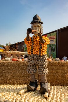 KLAISTOW, GERMANY - 26 SEP 2021. Berlin-Brandenburg's largest pumpkin exhibition in 2021 is themed Concert of the pumpkins. Fantastic pumpkin figures made of colourful pumpkins can be admired.