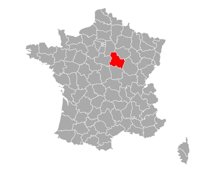 Map of Yonne in France