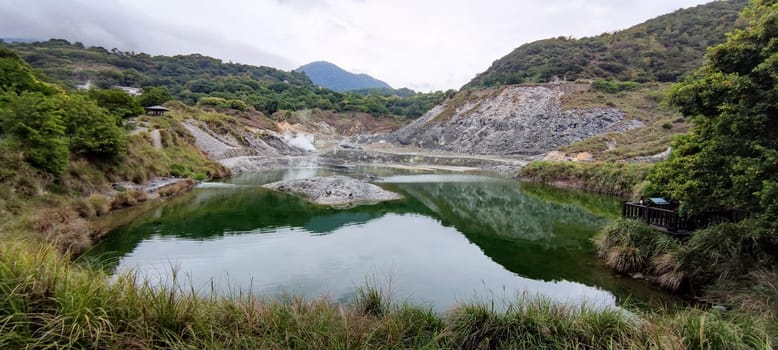 Sulfur Valley, Taiwan - Nov, 3 2021 : Sulfur Valley in Yangmingshan National Park, Taiwan