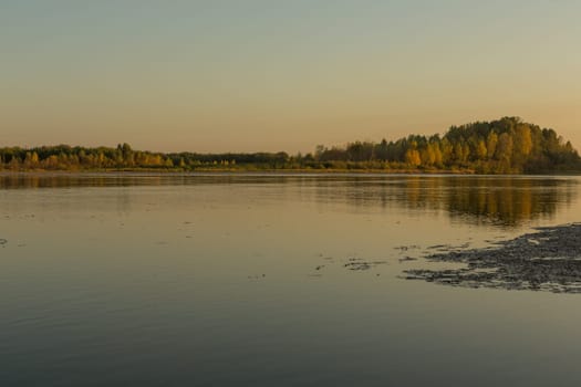 Summer sunset on the river , sunset by the water.