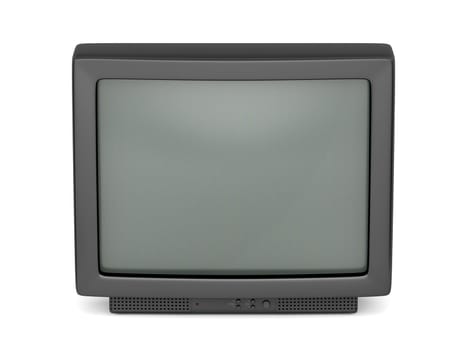 Old TV on white background, front view